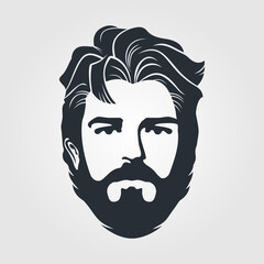 Bearded men, hipster face icon isolated. Vector illustration