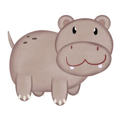 cute hippopotamus watercolor illustration 