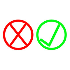 Obraz premium Set of tick icons on a white background. Green and red are great for true and false checking logos. Vector