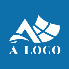 Modern vector logo with letter A. Status emblem. Logo for business. Illustration with the letter A on a white background. Construction, renovation work. Pyramid, triangle, mountain.