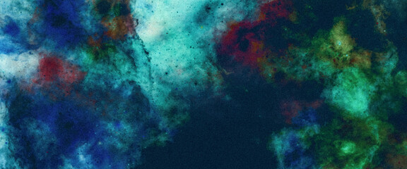 Naklejka na ściany i meble Abstract colorful background. Colorful acrylic watercolor grunge paint background. Outer space. Frost and lights background. Nebula and stars in space.