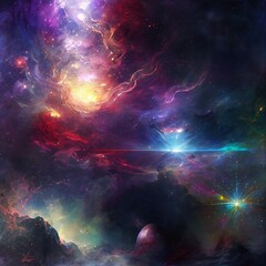 Obraz na płótnie Canvas Formation of a star in a nebula galaxy space, colorful, generative ai