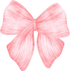 Cute watercolour Christmas pink ribbon bow cartoon doodle hand drawn