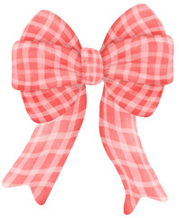 Cute Christmas red ribbon bow cartoon watercolour doodle hand drawn