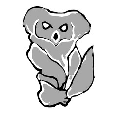 cartoon a sitting panda is gray on a white background