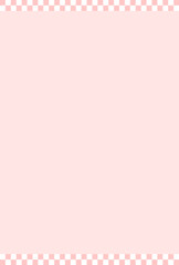 上下の市松模様がかわいいピンク色の背景 - はがき比率の縦向きの和モダン素材
