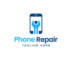 Smartphone Repair Logo. Cell phone symbol. Mobile Gadget Repair Logo