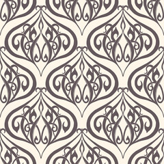 Classic seamless pattern. Design elements hand-drawn with pen and ink. Vintage background. Vector ornament for fabric, wallpaper and packaging.