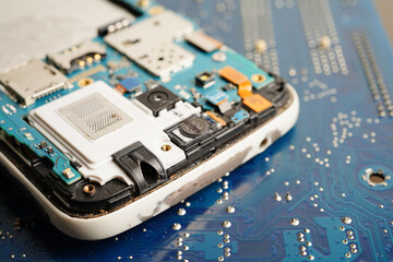 Repairing and upgrade mobile phone, electronic, computer hardware and technology concept.