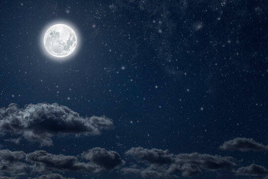 Backgrounds night sky with stars moon and clouds for Christmas
