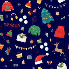 Seamless background with christmas decor pattern