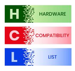 HCL - Hardware Compatibility List acronym. business concept background. vector illustration concept with keywords and icons. lettering illustration with icons for web banner, flyer, landing