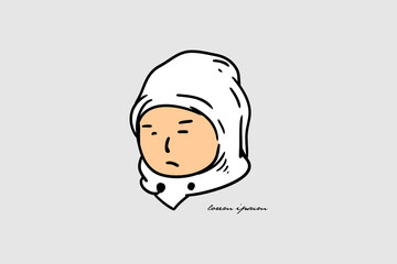 cute boy hoodie cartoon character vector template