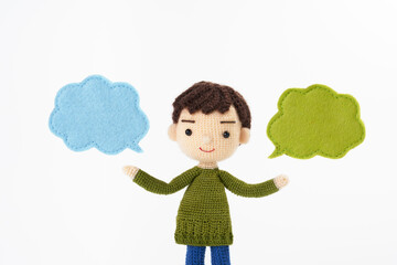 あみぐるみ人形　吹き出し白背景