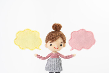 あみぐるみ人形　吹き出し白背景