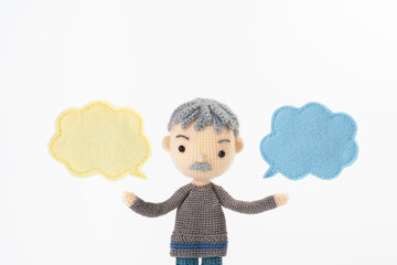 あみぐるみ人形　吹き出し白背景