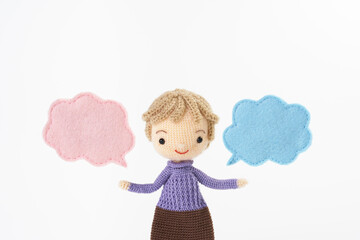 あみぐるみ人形　吹き出し白背景