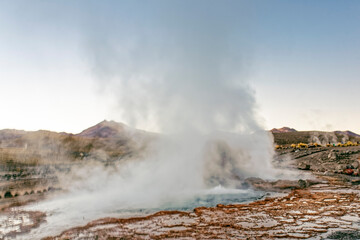 Chile, El Tatio - geyser field located in the Andes Mountains.