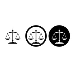Scale icon set. Scales of justice flat icon isolated on white background