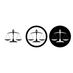 Scale icon set. Scales of justice flat icon isolated on white background