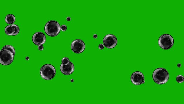 Moving black spheres motion graphics with green screen background