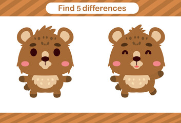 Find five differences of animal Education game for kids