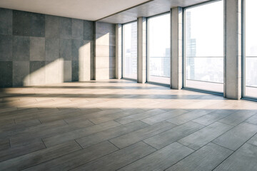 Fototapeta premium Empty Office & Apartment Area - 3D Visualization