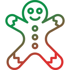 gingerbread man gradient line icon