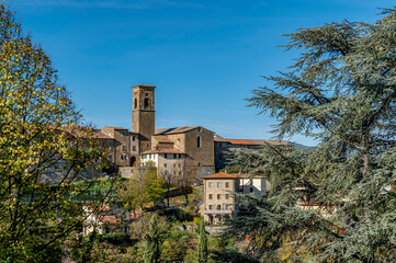 The ancient church of San Fedele in the historic center of Poppi, Arezzo, Italy