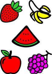 set of simple fruits vector