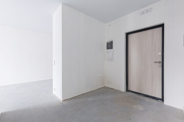 Empty concrete commercial space without finishing with partitions