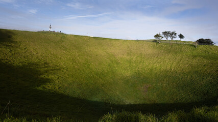 Volcanic crater at Mt Eden summit, Auckland.