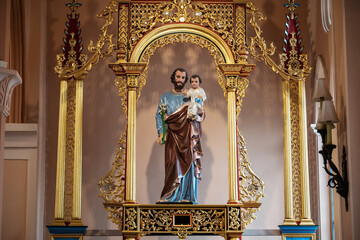 Saint Joseph hold Infant Jesus statue at Cathedral church, Chanthaburi