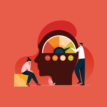 People with Different Emotion and Stress Level Concept, Business Team using Stress scale to Increase Productivity