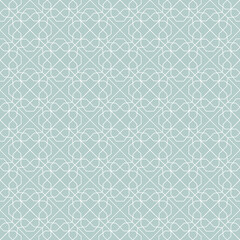 Seamless light blue and white ornament in arabian style. Geometric abstract background. Pattern for wallpapers and backgrounds