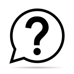 Question icon mark with shadow, help or ask bubble graphic symbol, web faq vector illustration