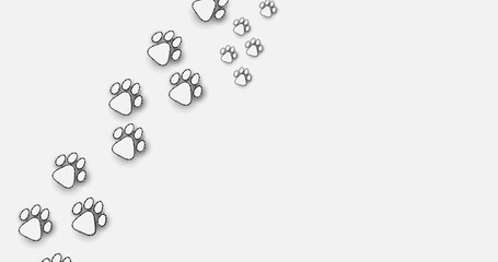 Foot trail of Cats paw. Animal foot paw. Vector illustration