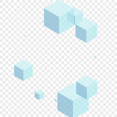 Obraz premium Blue Box Background Transparent Vector. Block Template Texture. White Geometric Symbol Card. Minimal Illustration. Gray Group Cube.