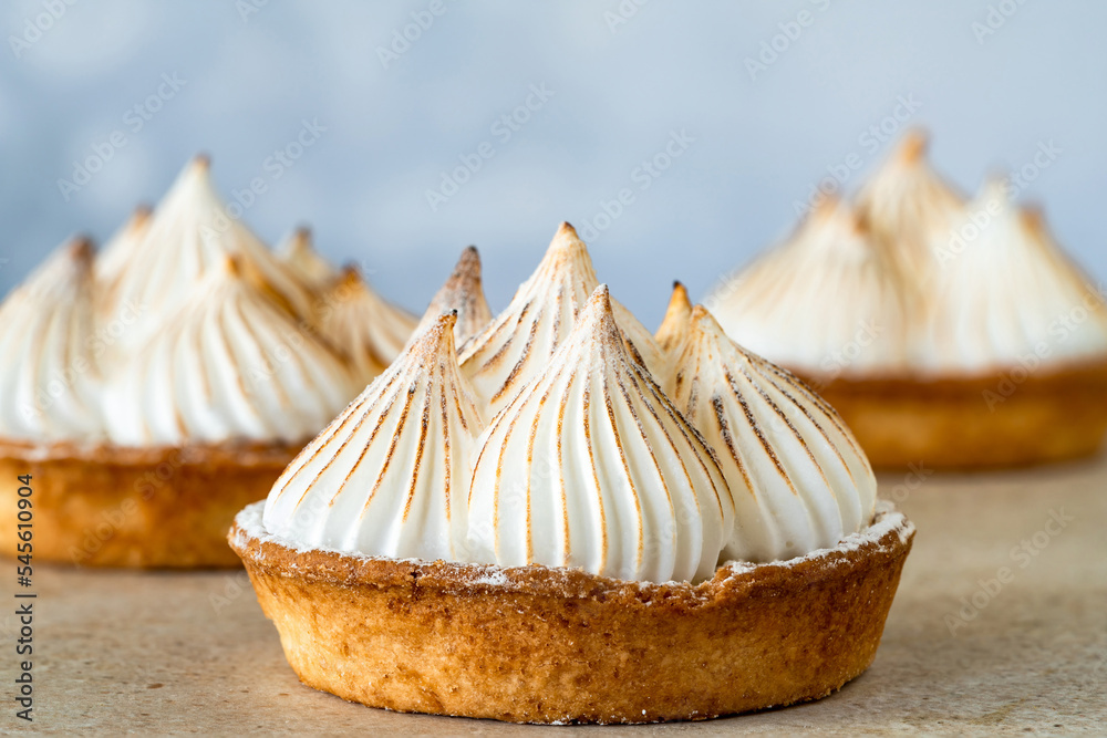 Canvas Prints Lemon meringue tarts -  traditional French and Italian dessert