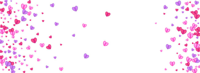 Fototapeta na wymiar Tender Heart Background White Vector. Card Frame Confetti. Fond Gift Illustration. Pink Heart Design Backdrop. Red Honeymoon Texture.