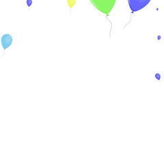 Multicolor Helium Background White Vector. Flying Label Background. Pink Celebrate. Blue Balloon. Balloon Shiny Set.
