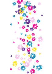 Color Chamomile Background White Vector. Flowers Beautiful Design. Purple Floral Simple. Childhood Banner. Style Multicolored Plant.