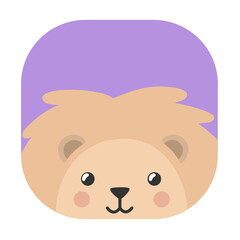 cute leo in a square. child and book illustration.  toys, packaging, design