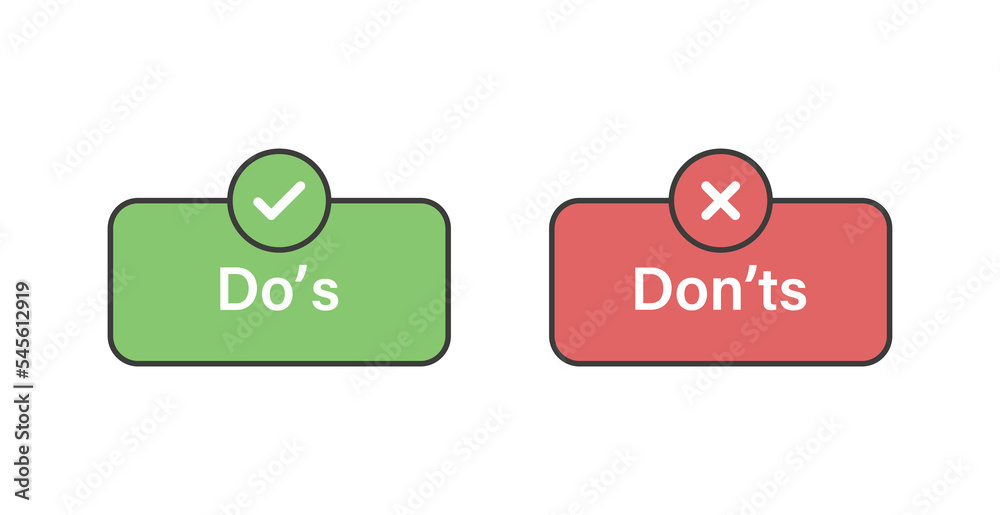 Aufkleber Dos and donts icons in line frame - thumbs up or thumb down. Like or dislike - do's and don'ts frames - true or false - Dos and dont in outline frame