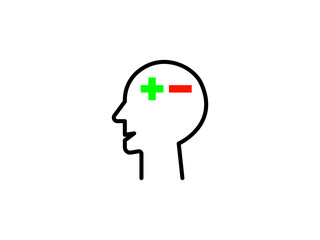 head illustration graphic design with positive and negative symbols suitable for complementary design