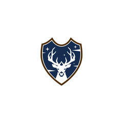 Shield deer logo for hunting isolated on white background