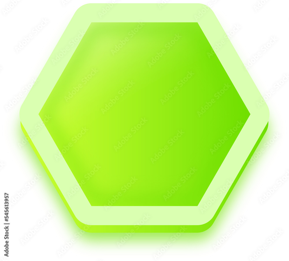 Poster polygon shape buttons in green colors. user interface element illustration.