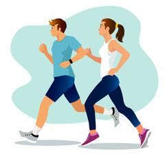 Healthy lifestyle concept. men and women running exercise healthy.