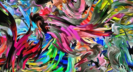 abstract psychedelic background from color chaotic blurred stains brush strokes of different sizes