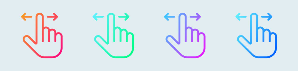 Gesture line icon in gradient colors. Touch signs vector illustration.